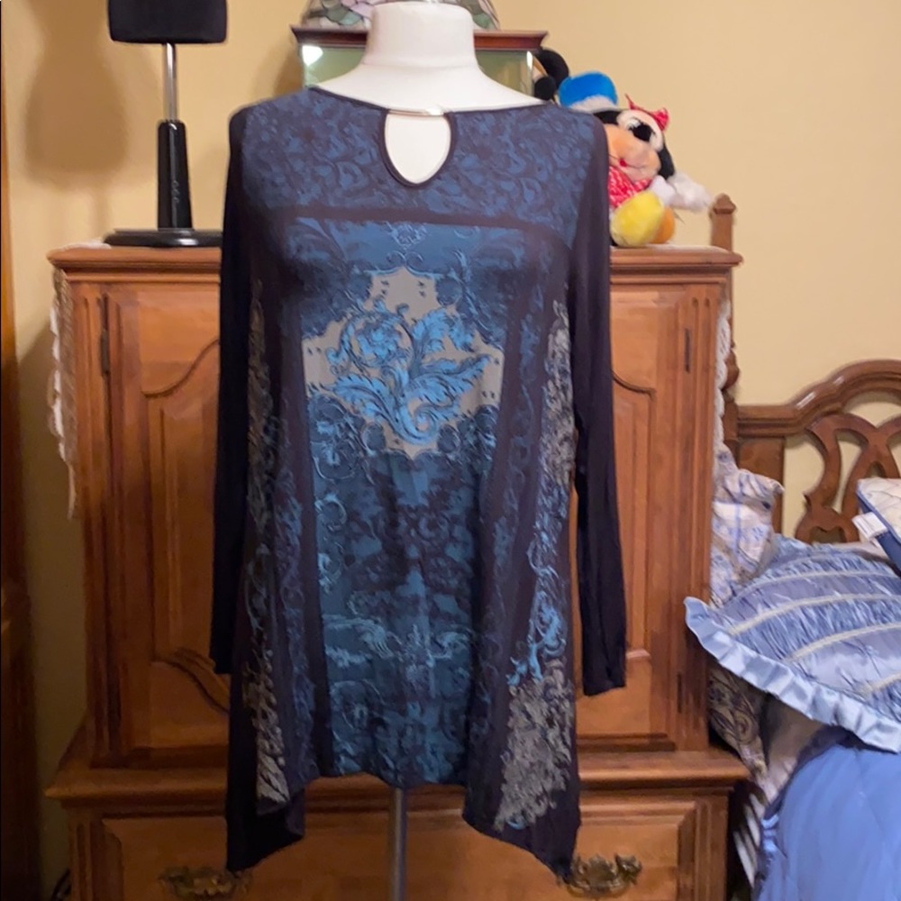 Dark Blue Paisley Blouse